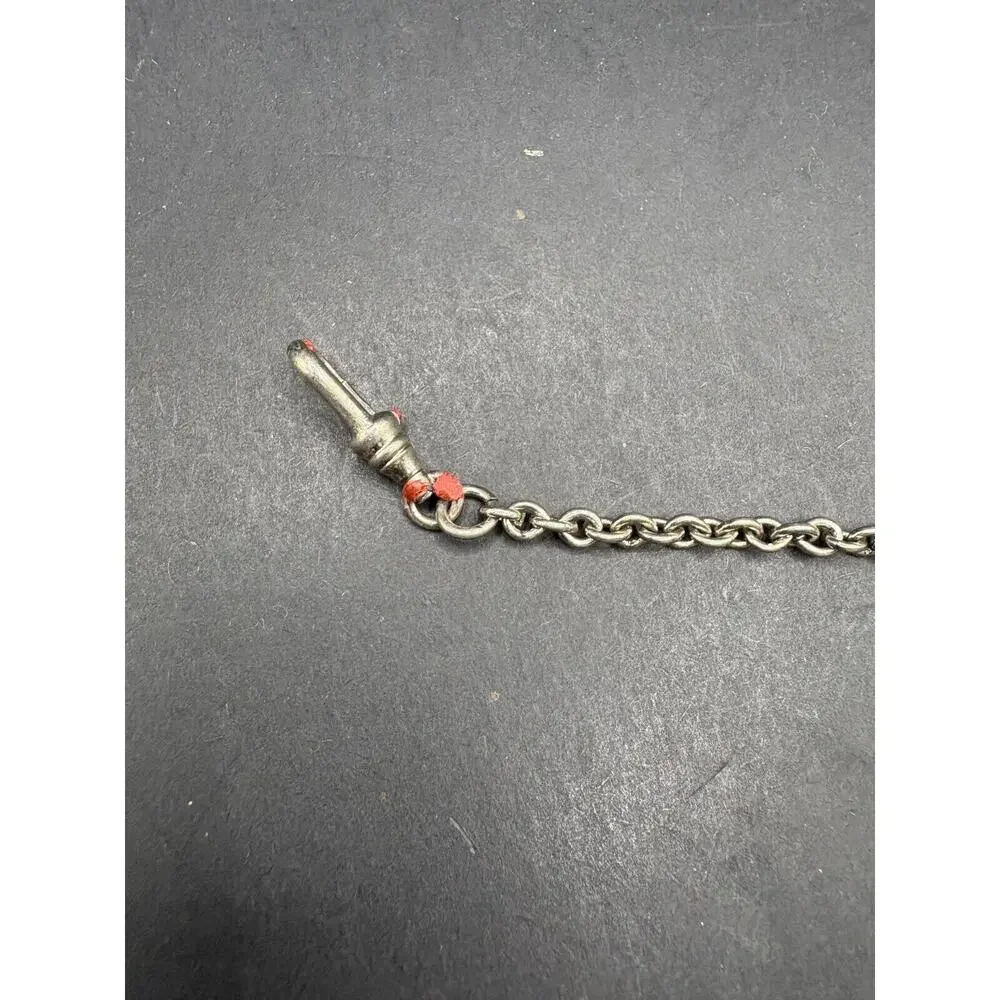 Vintage Silver Tone Pocket Watch Fob Snake Chain with Pocket Clip